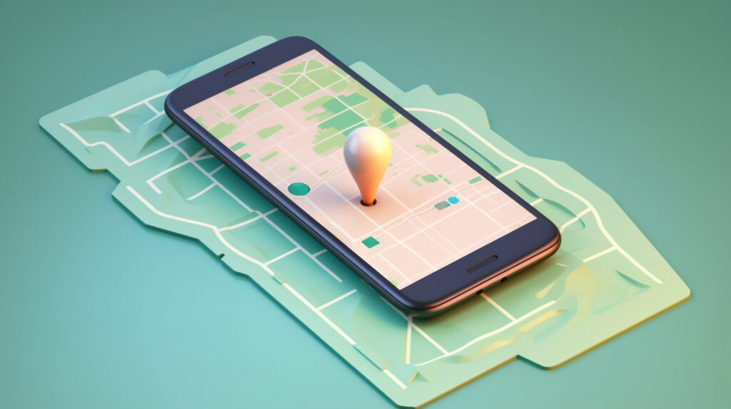 UpSwap app on phone screen showing a map with local business icons