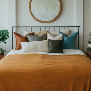 Home Decor Comfy Throw Pillows Galore! Can a room even be considered cozy without a mountain of fluffy pillows? We think NOT. Stack them on your bed, couch, or even armchair. Mix and match different patterns, textures, and sizes for a super cute and inviting look.